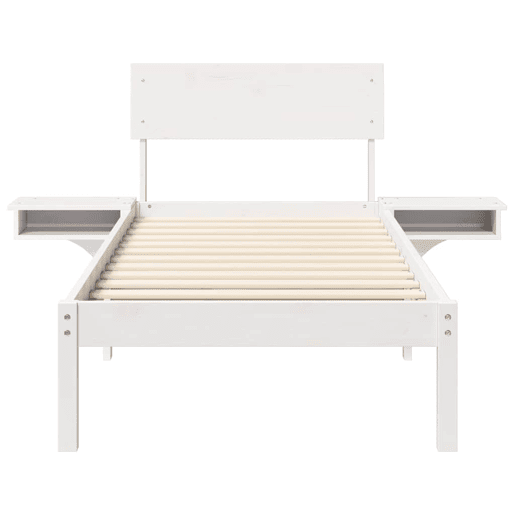 Estrutura de cama de solteiro para adultos - Branco 75 x 190 cm Madeira de Pinheiro Sólida