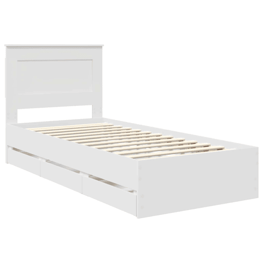 Estrutura de cama de solteiro para adultos Branco 75 x 190 cm Madeira de Engenharia