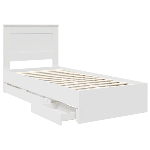 Estrutura de cama de solteiro para adultos Branco 75 x 190 cm Madeira de Engenharia