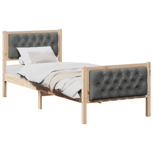 Estrutura de cama de solteiro para adultos com cabeceira Cinza Escuro 80 x 200 cm