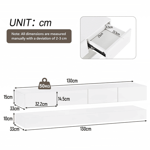 Móvel para TV LED 130x33x15 cm - Com 2 armários, 4 gavetas grandes, iluminação LED de 16 cores - Branco Móvel para TV LED 130x33x15 cm - Com 2 armários, 4 gavetas grandes, iluminação LED de 16 cores - Branco