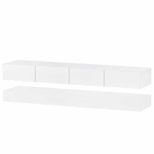 Móvel para TV LED 130x33x15 cm - Com 2 armários, 4 gavetas grandes, iluminação LED de 16 cores - Branco Móvel para TV LED 130x33x15 cm - Com 2 armários, 4 gavetas grandes, iluminação LED de 16 cores - Branco