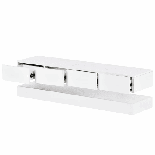 Móvel para TV LED 130x33x15 cm - Com 2 armários, 4 gavetas grandes, iluminação LED de 16 cores - Branco Móvel para TV LED 130x33x15 cm - Com 2 armários, 4 gavetas grandes, iluminação LED de 16 cores - Branco