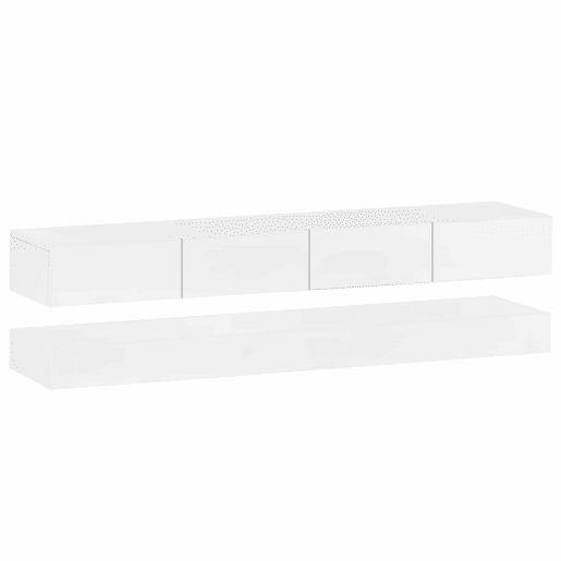 Móvel para TV LED 130x33x15 cm - Com 2 armários, 4 gavetas grandes, iluminação LED de 16 cores - Branco Móvel para TV LED 130x33x15 cm - Com 2 armários, 4 gavetas grandes, iluminação LED de 16 cores - Branco