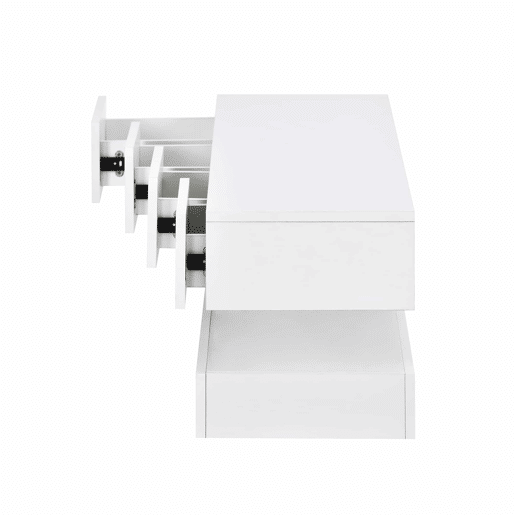Móvel para TV LED 130x33x15 cm - Com 2 armários, 4 gavetas grandes, iluminação LED de 16 cores - Branco Móvel para TV LED 130x33x15 cm - Com 2 armários, 4 gavetas grandes, iluminação LED de 16 cores - Branco