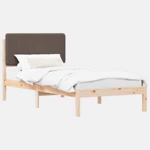 Estrutura de cama de solteiro Design com Cabeceira Estofada Cinzento-acastanhado