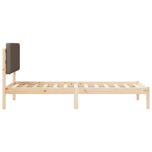 Estrutura de cama de solteiro Design com Cabeceira Estofada Cinzento-acastanhado