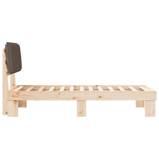 Estrutura de cama de solteiro Design com Cabeceira Estofada Cinzento-acastanhado