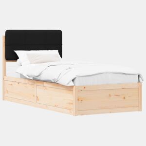 Estrutura de cama de solteiro para adultos com Cabeceira Estofada Preto 80 x 200 cm