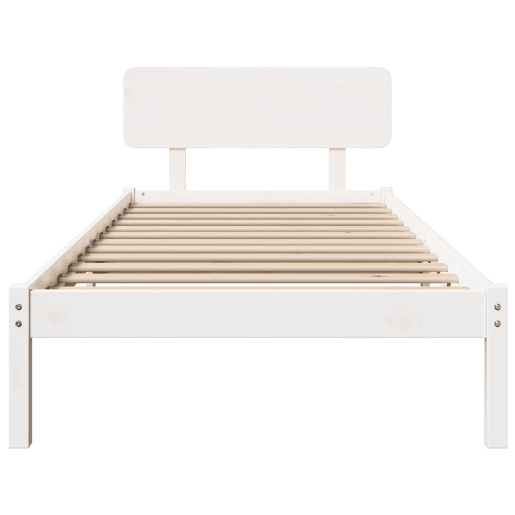 Estrutura de cama de solteiro para adultos - Branco 90 x 200 cm Madeira de Pinheiro Sólida