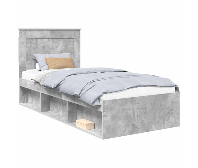 Estructura de cama individual para adultos con cabecera - gris concreto 75 x 190 cm