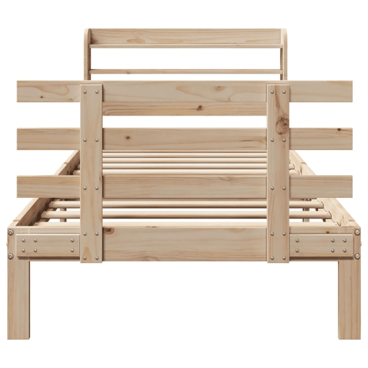 Estrutura de cama de solteiro para adultos com cabeceira 90x190 cm pinho maciço