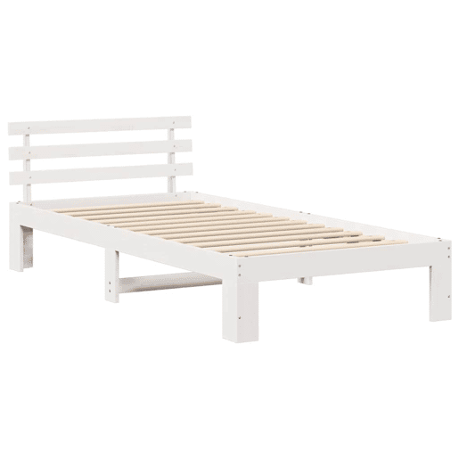 Estrutura de cama de solteiro para adultos - Branco 90 x 200 cm Madeira de Pinheiro Sólida