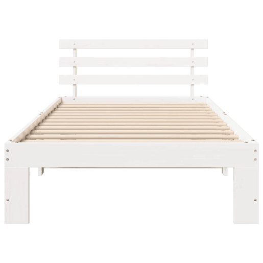 Estrutura de cama de solteiro para adultos - Branco 90 x 200 cm Madeira de Pinheiro Sólida