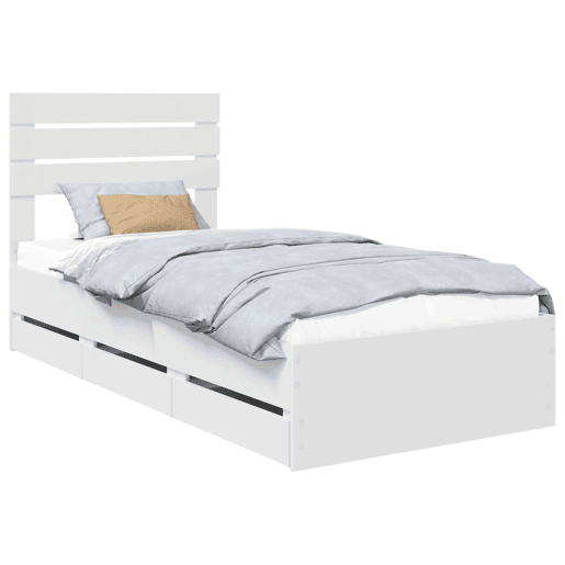 Estrutura de cama de solteiro para adultos Branco 90 x 190 cm Madeira de Engenharia