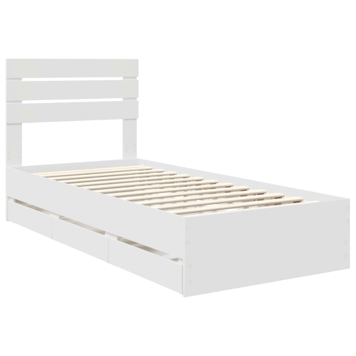 Estrutura de cama de solteiro para adultos Branco 90 x 190 cm Madeira de Engenharia