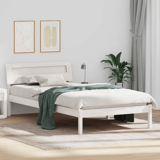 Estrutura de cama de solteiro para adultos - Branco 80 x 200 cm Madeira de Pinheiro Sólida