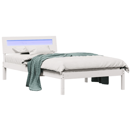 Estrutura de cama de solteiro para adultos - Branco 80 x 200 cm Madeira de Pinheiro Sólida