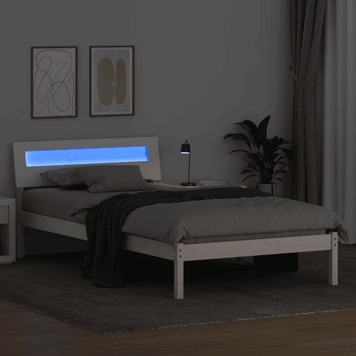 Estrutura de cama de solteiro para adultos - Branco 80 x 200 cm Madeira de Pinheiro Sólida