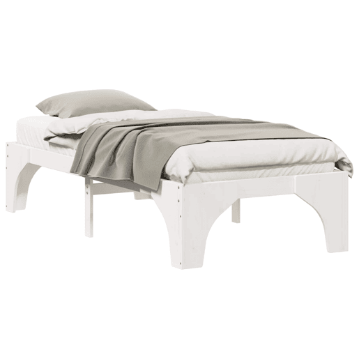 Estrutura de cama de solteiro para adultos - Branco 75 x 190 cm Madeira de Pinheiro Sólida Estrutura de cama de solteiro para adultos - Branco 75 x 190 cm Madeira de Pinheiro Sólida