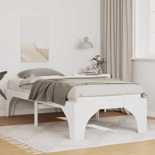 Estrutura de cama de solteiro para adultos - Branco 75 x 190 cm Madeira de Pinheiro Sólida Estrutura de cama de solteiro para adultos - Branco 75 x 190 cm Madeira de Pinheiro Sólida