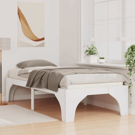 Estrutura de cama de solteiro para adultos - Branco 75 x 190 cm Madeira de Pinheiro Sólida Estrutura de cama de solteiro para adultos - Branco 75 x 190 cm Madeira de Pinheiro Sólida