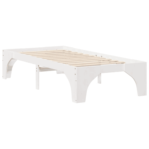 Estrutura de cama de solteiro para adultos - Branco 75 x 190 cm Madeira de Pinheiro Sólida Estrutura de cama de solteiro para adultos - Branco 75 x 190 cm Madeira de Pinheiro Sólida
