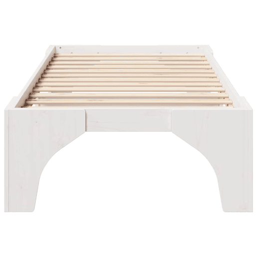 Estrutura de cama de solteiro para adultos - Branco 75 x 190 cm Madeira de Pinheiro Sólida Estrutura de cama de solteiro para adultos - Branco 75 x 190 cm Madeira de Pinheiro Sólida
