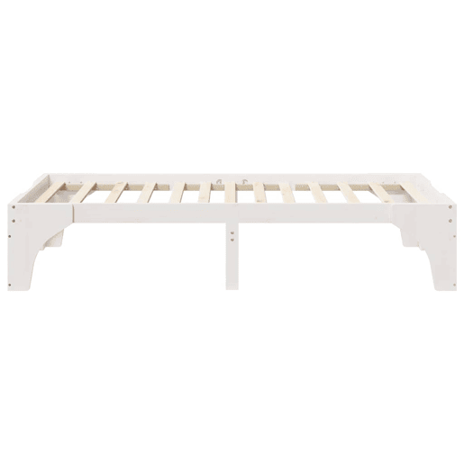 Estrutura de cama de solteiro para adultos - Branco 75 x 190 cm Madeira de Pinheiro Sólida Estrutura de cama de solteiro para adultos - Branco 75 x 190 cm Madeira de Pinheiro Sólida
