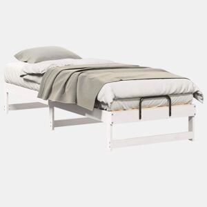 Estrutura de cama de solteiro para adultos - Branco 80 x 210 cm Madeira de Pinheiro Sólida