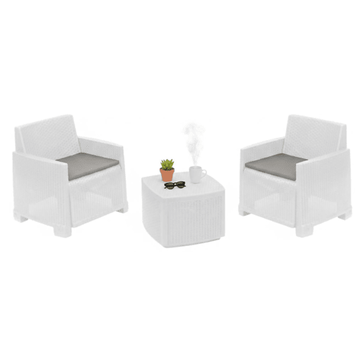 Conjunto de sala de estar exterior 2 lugares em plástico