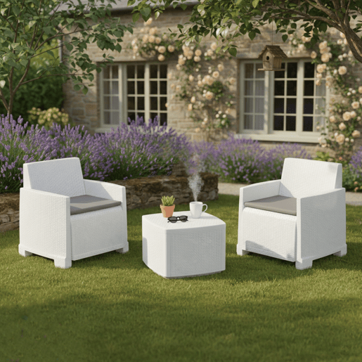 Conjunto de sala de estar exterior 2 lugares em plástico