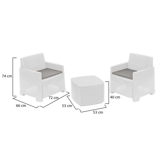 Conjunto de sala de estar exterior 2 lugares em plástico