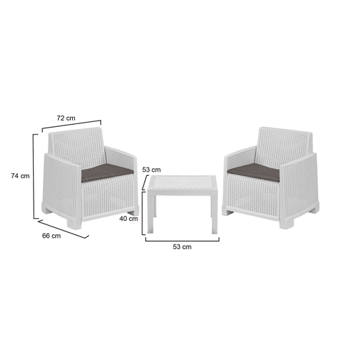Conjunto de jardim 2 lugares em plástico
