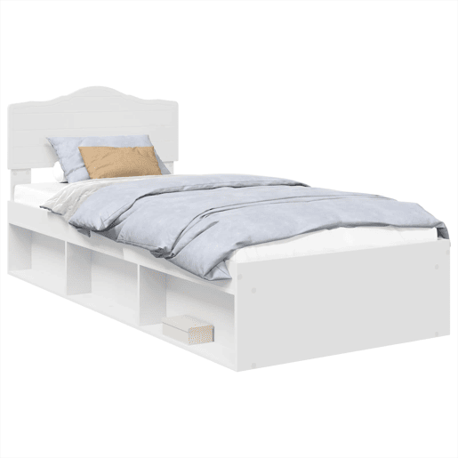 Estrutura de cama de solteiro para adultos - Branco 90 x 190 cm Madeira de Pinheiro Sólida