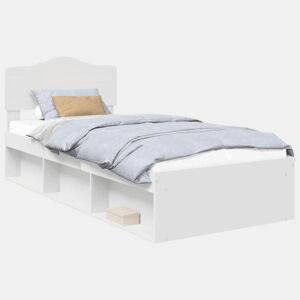 Estrutura de cama de solteiro para adultos - Branco 90 x 190 cm Madeira de Pinheiro Sólida