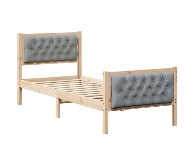 Estructura de cama individual para adultos con cabecera - gris claro 80 x 200 cm tela