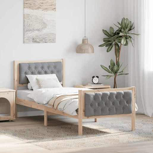 Estrutura de cama de solteiro simple, Cinzento-claro 80 x 200 cm tecido