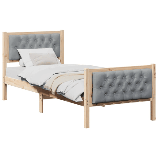 Estrutura de cama de solteiro simple, Cinzento-claro 80 x 200 cm tecido