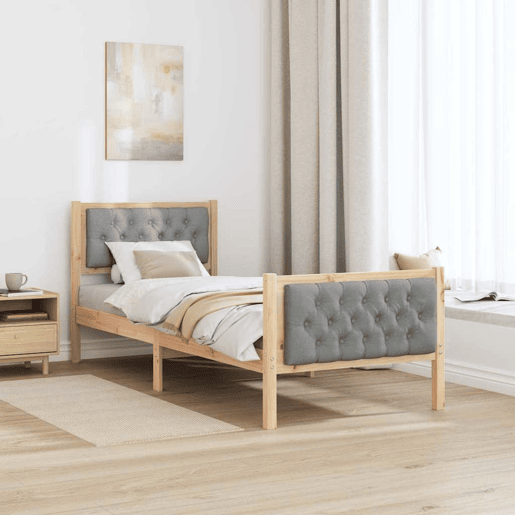 Estrutura de cama de solteiro simple, Cinzento-claro 80 x 200 cm tecido