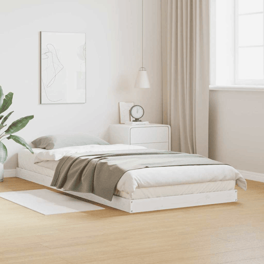 Estrutura de cama de chão de solteiro - Branco 213.5 x 104 x 9 cm