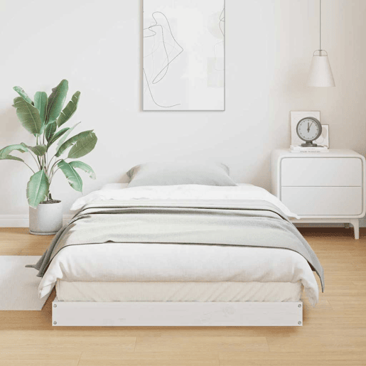 Estrutura de cama de chão de solteiro - Branco 213.5 x 104 x 9 cm