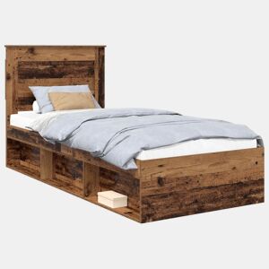 Estrutura de cama de solteiro para adultos com cabeceira Madeira antiga 90 x 190 cm