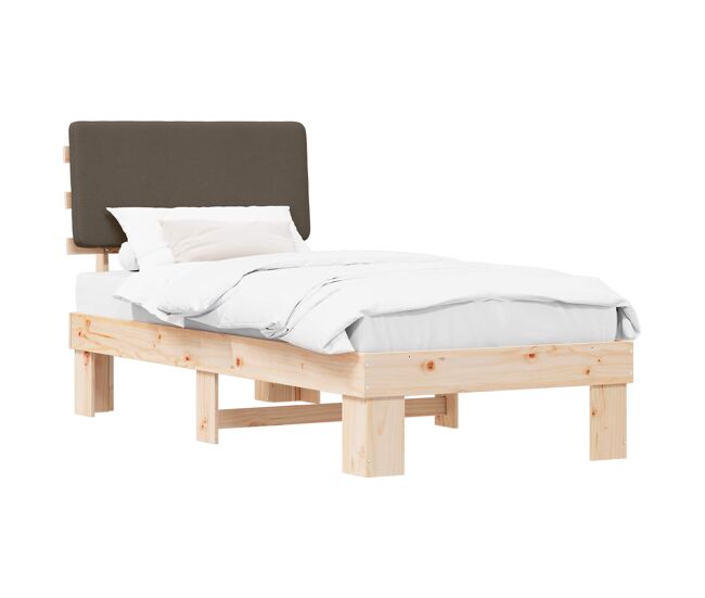 Estructura de cama simple para adultos con cabecera - tapizada taupé 90 x 200 cm