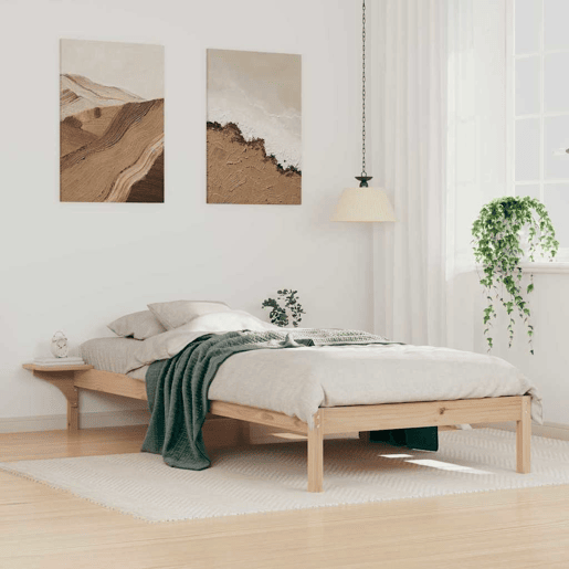Estrutura de cama de solteiro com Mesas - Laterais Natural 100 x 220 cm