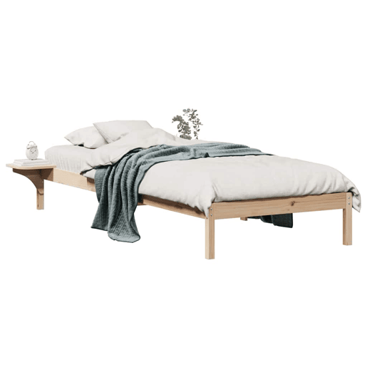 Estrutura de cama de solteiro com Mesas - Laterais Natural 100 x 220 cm