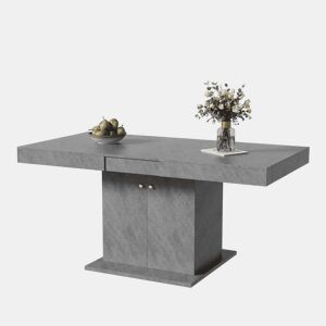 Mesa de jantar extensível - com arrumação por baixo - estilo moderno - Cinzento
