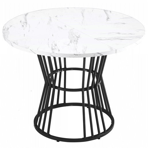Mesa de jantar 1 peça - Mesa de cozinha com estrutura metálica, estilo moderno com acabamento em mármore - Preto