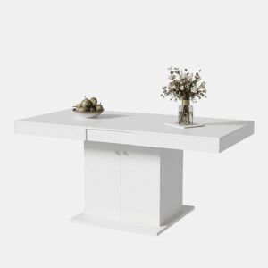Mesa de jantar extensível - com arrumação por baixo - estilo moderno - Branco