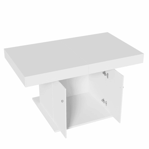 Mesa de jantar extensível - com arrumação por baixo - estilo moderno - Branco